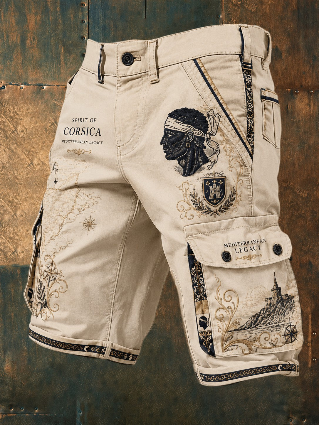 Shorts pour homme imprimés au drapeau de la Corse