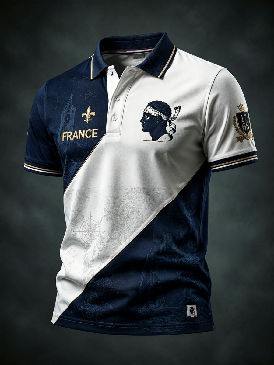 Polo décontracté rétro corse patchwork artistique