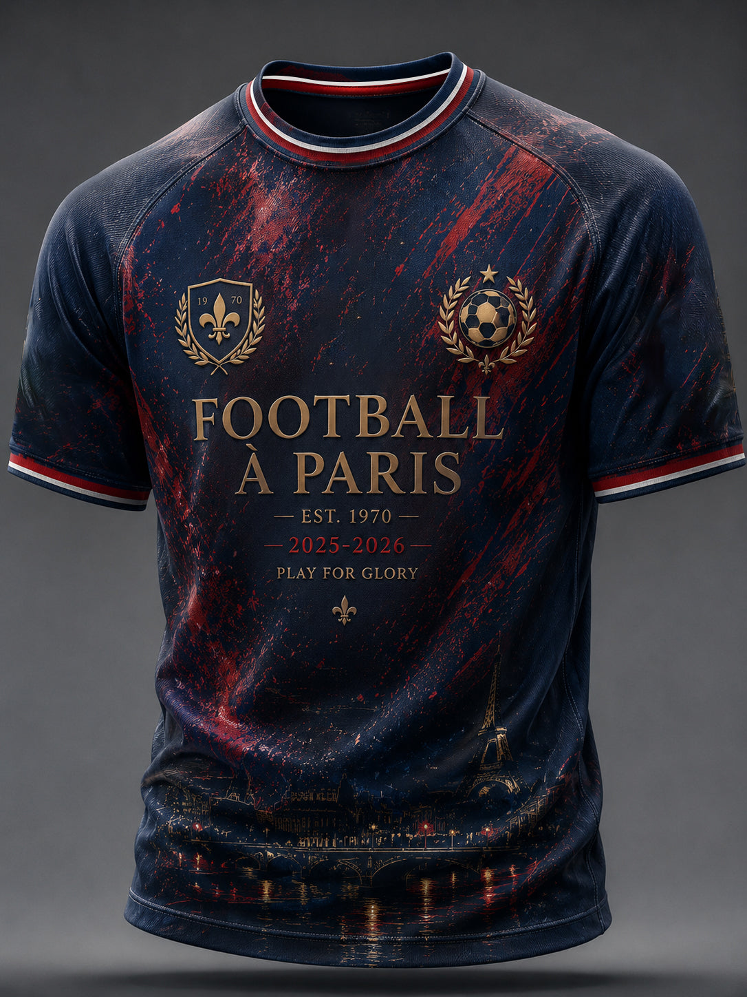 T-shirt décontracté à manches courtes pour homme, imprimé football parisien