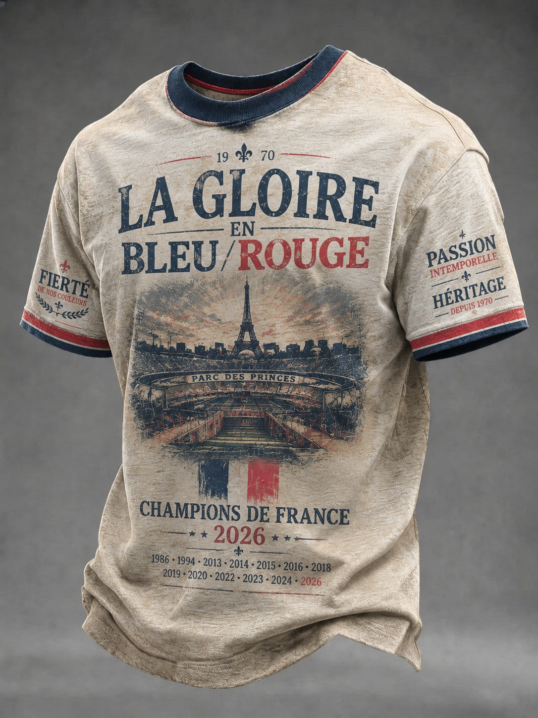 T-shirt imprimé La Gloire en Bleu Rouge Football Homme