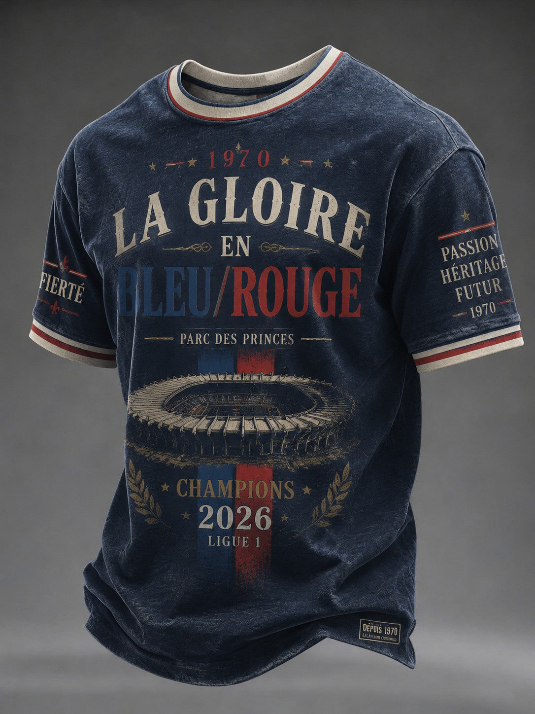 T-shirt pour hommes La Gloire en Bleu Rouge, imprimé football