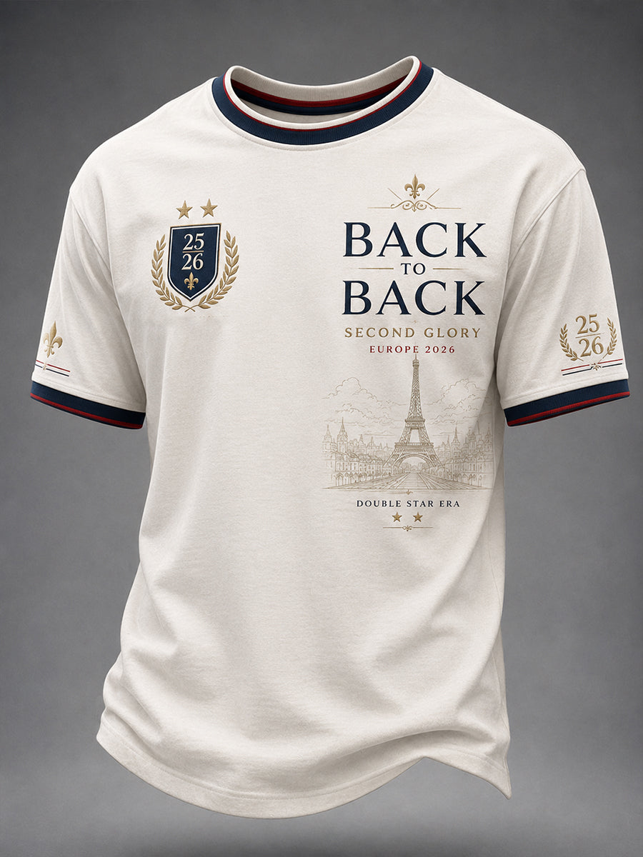 T-shirt manches courtes pour hommes, Paris Football, modèle dos à dos