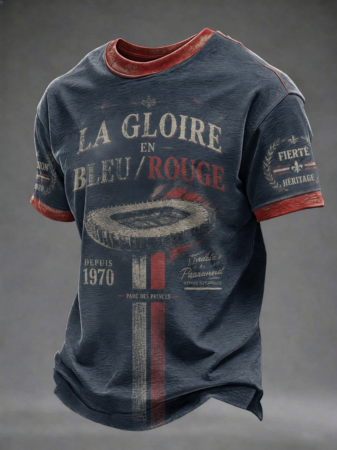 T-shirt pour hommes La Gloire en Bleu Rouge, imprimé football