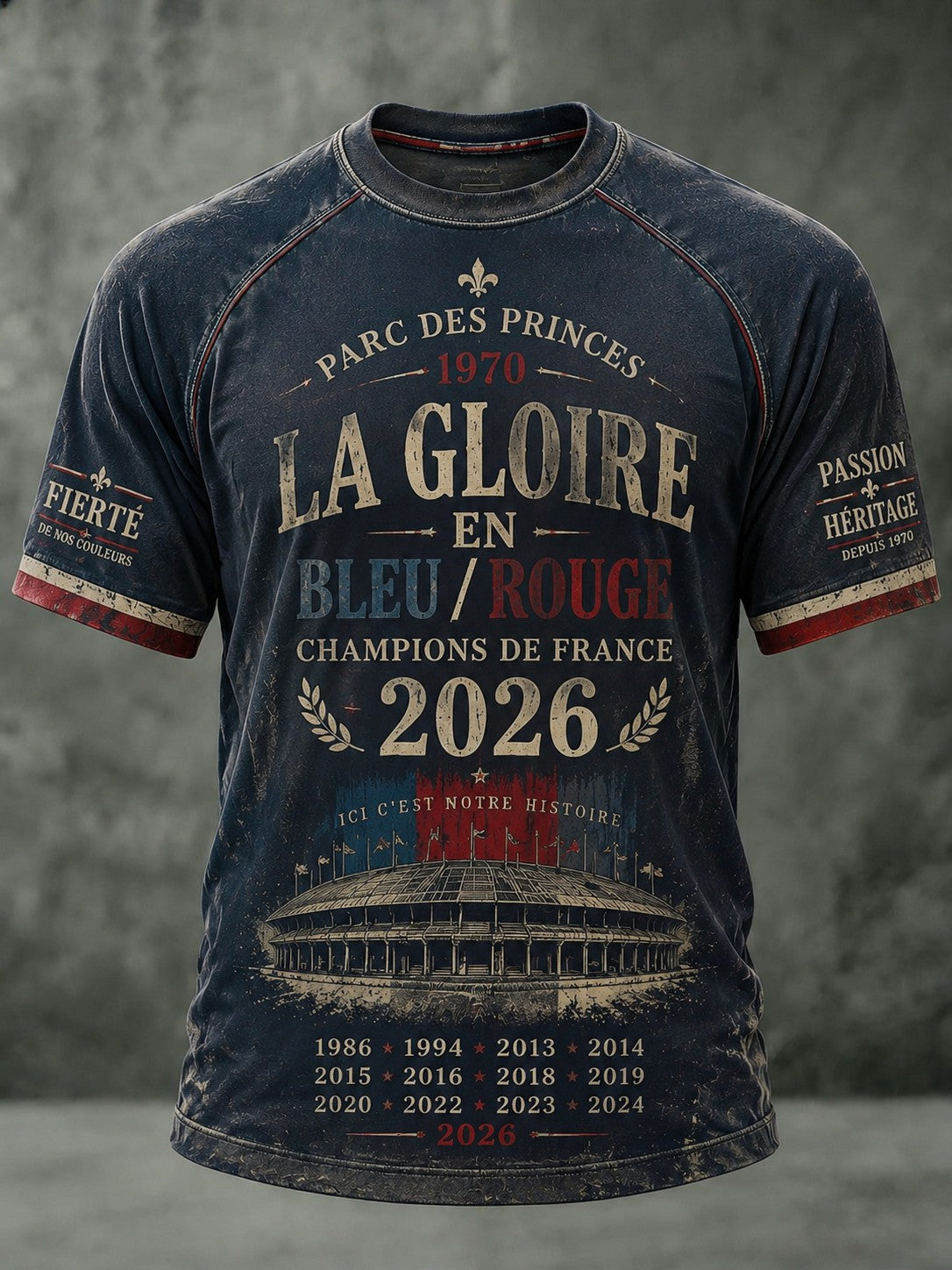 T-shirt pour hommes La Gloire en Bleu Rouge, imprimé football