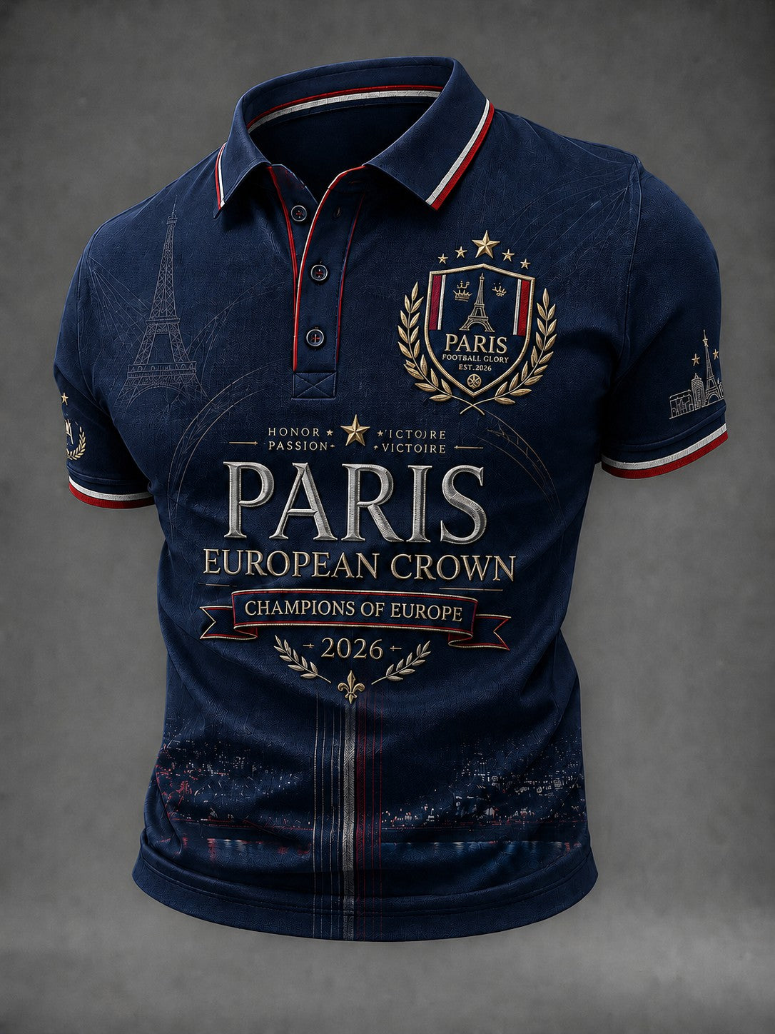 Chemise imprimée pour hommes sur le championnat de football de Paris