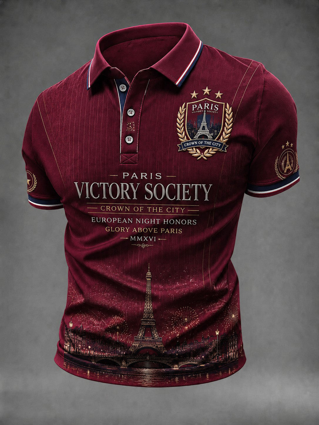 Chemise imprimée pour hommes sur le championnat de football de Paris