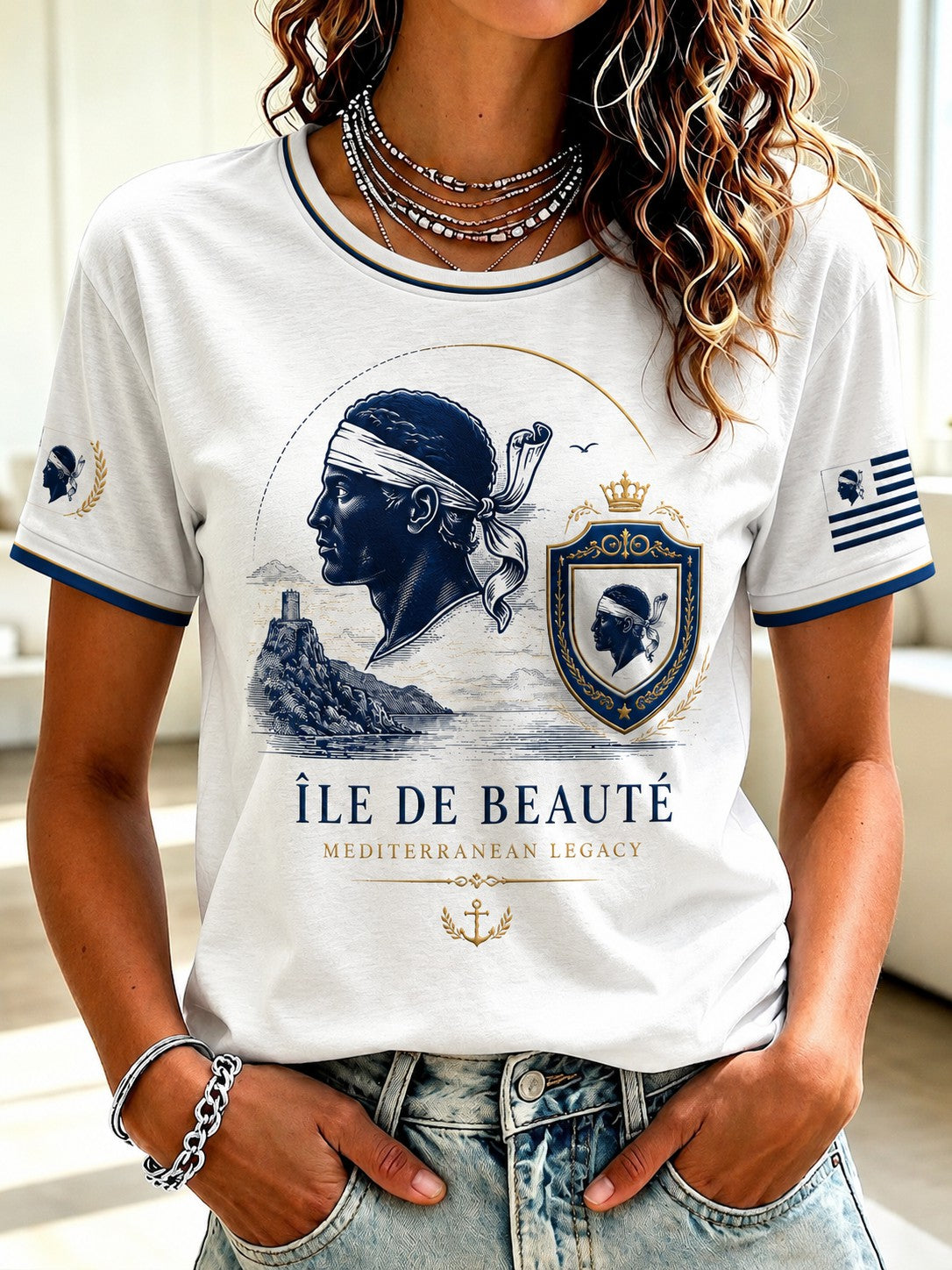T-shirt imprimé pour femme aux couleurs du drapeau de la Corse