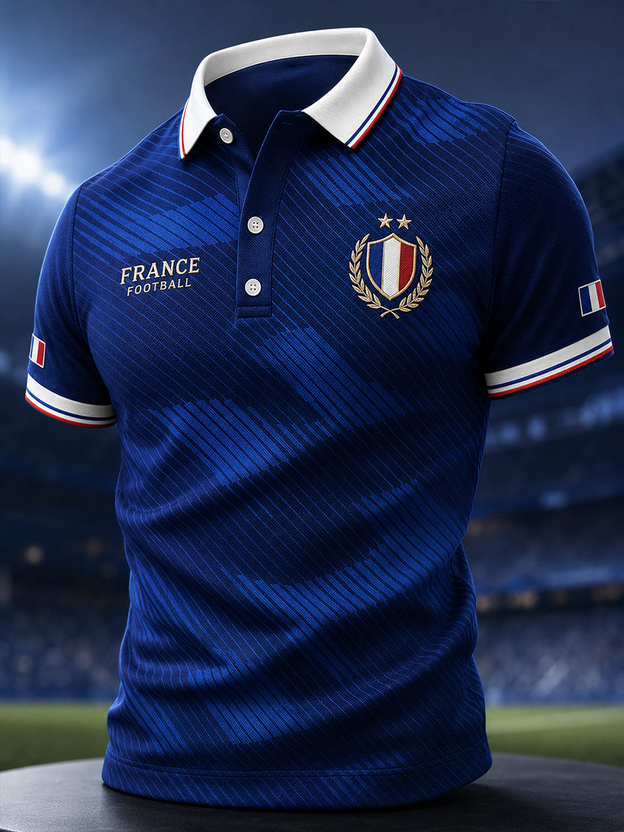 Polo décontracté à manches courtes pour hommes, imprimé sur le thème du football