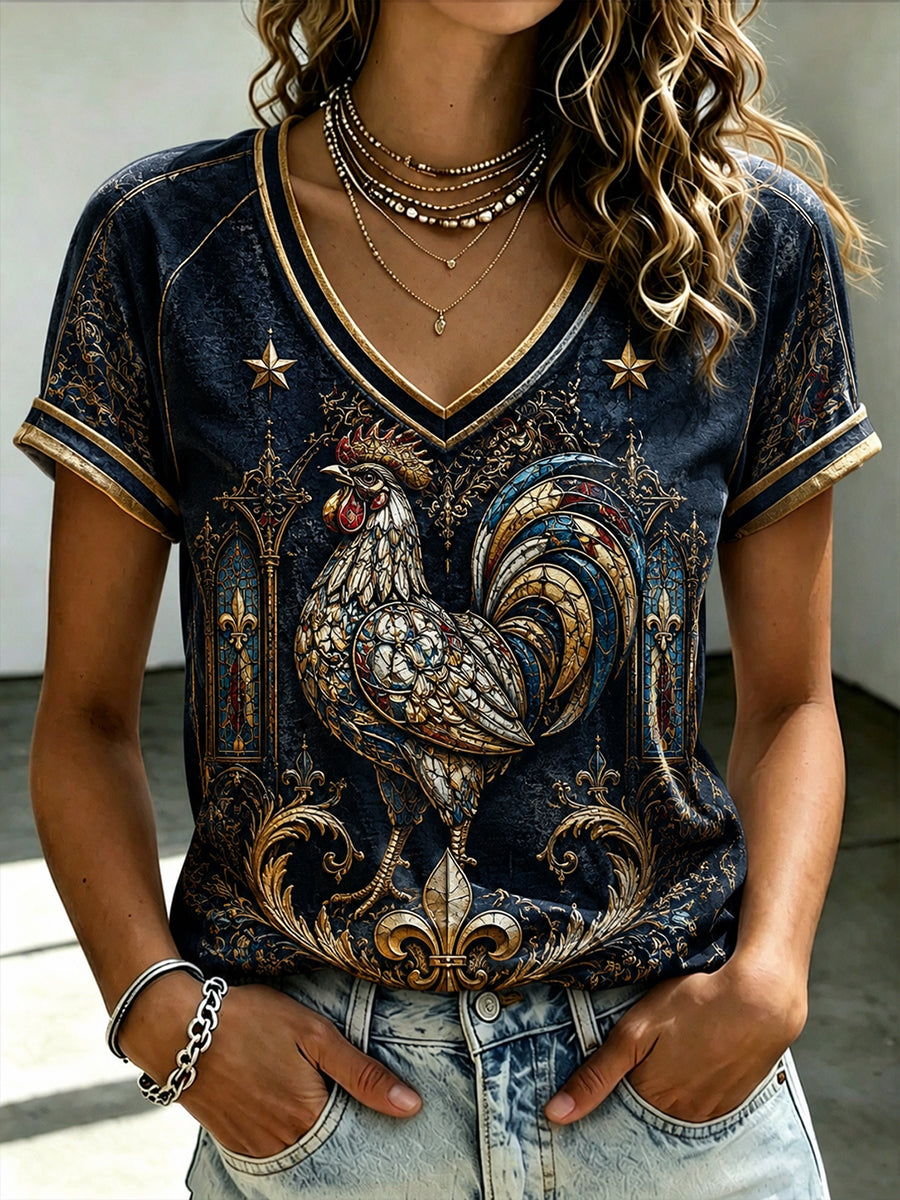 T-shirt femme France Football à col en V et épaules dénudées, manches courtes