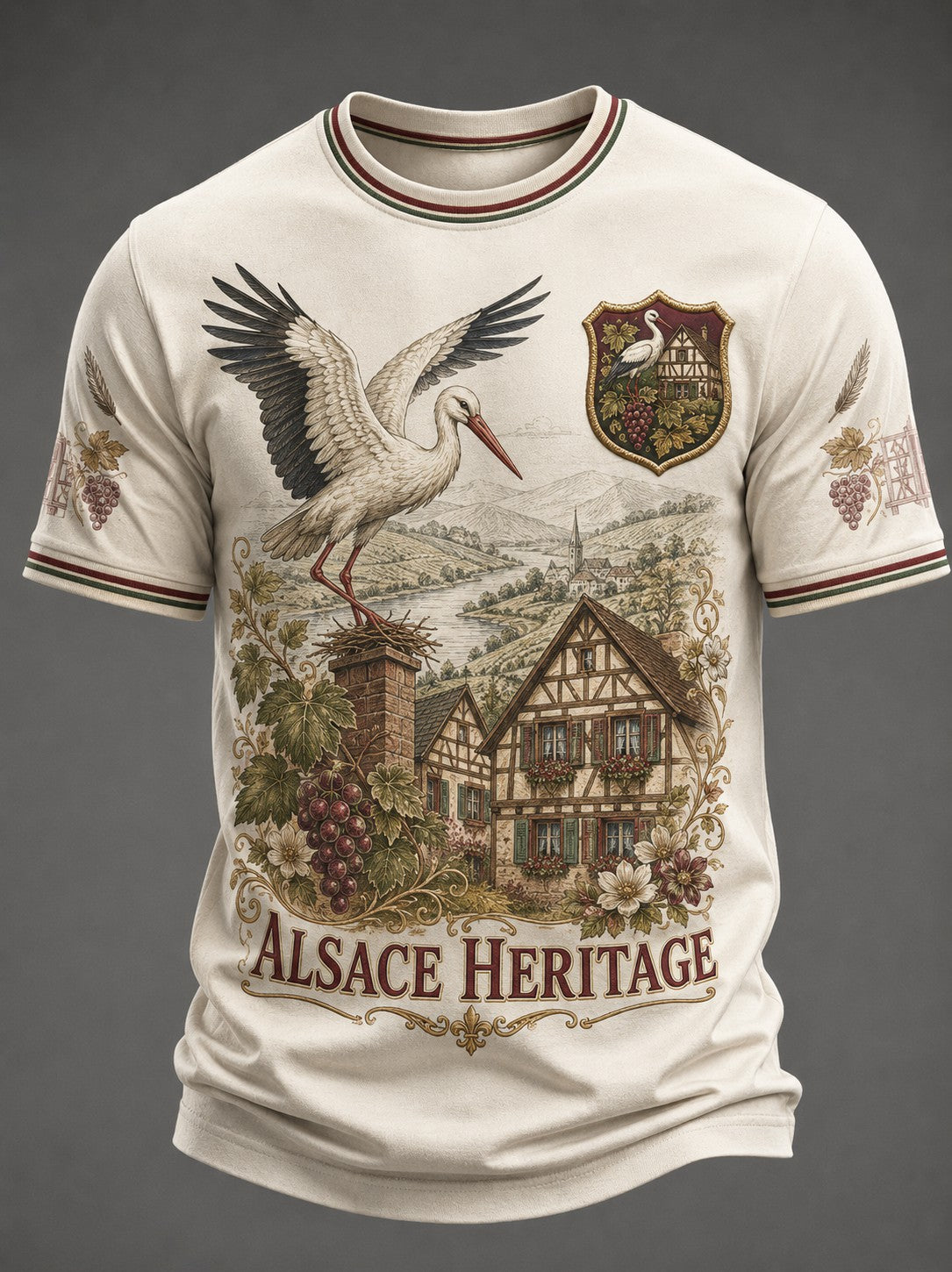 T-shirt imprimé pour hommes, France Alsace