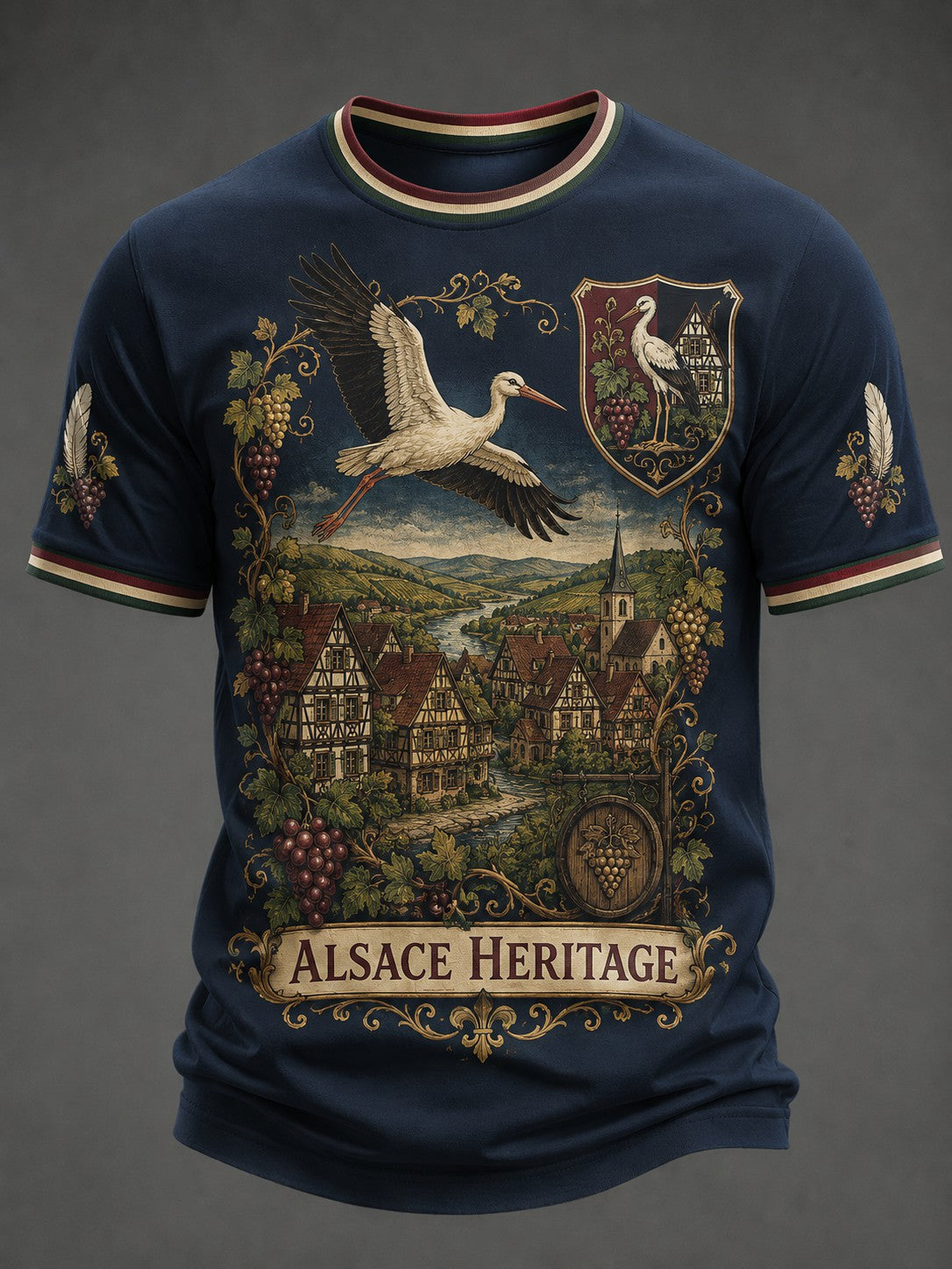 T-shirt imprimé pour hommes, France Alsace