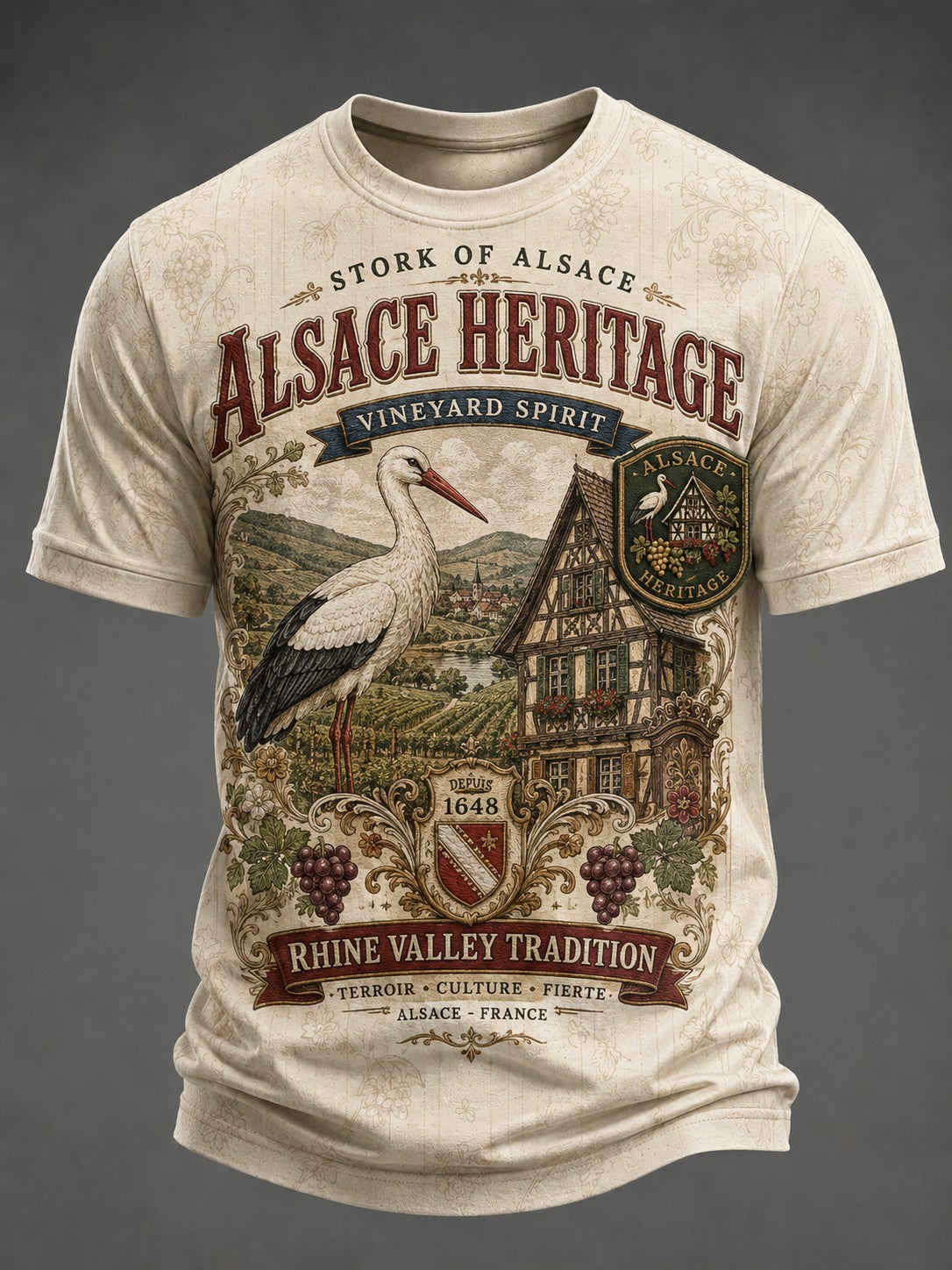 T-shirt imprimé pour hommes, France Alsace
