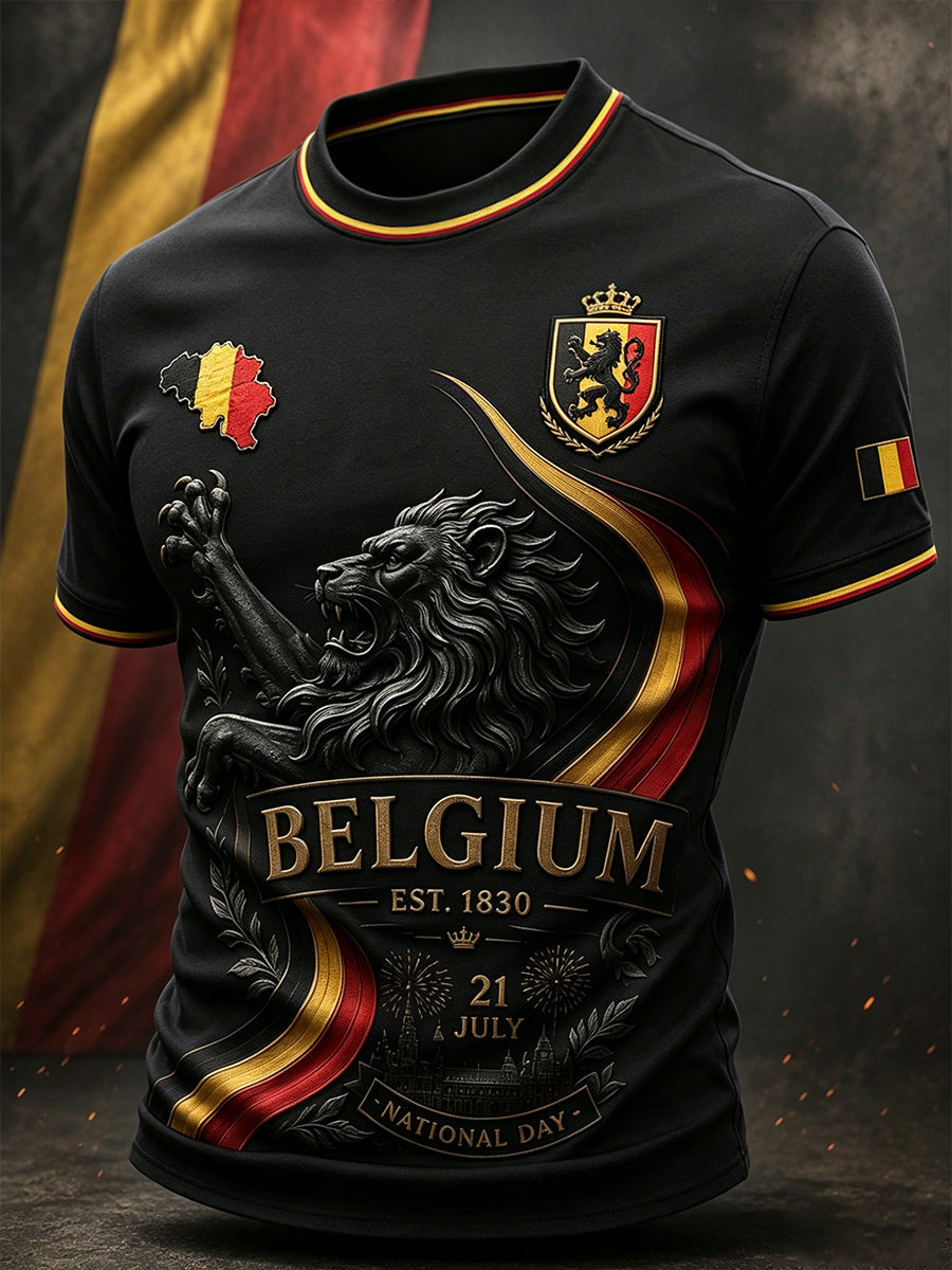 T-shirt imprimé à manches courtes pour hommes, fête nationale