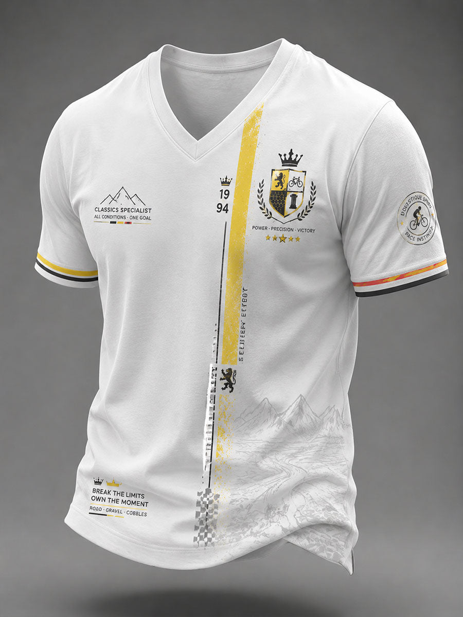 T-shirt à col en V pour course cycliste masculine