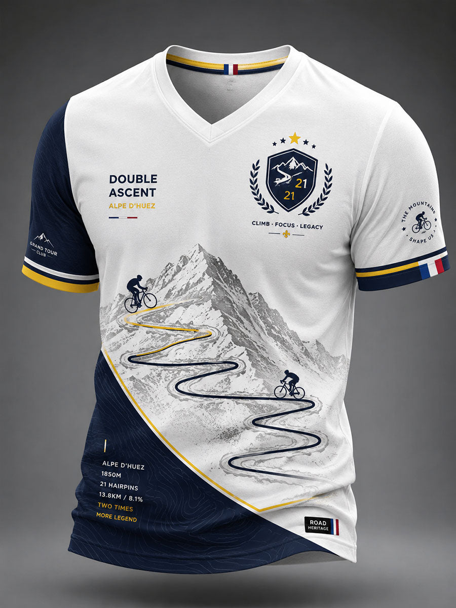 T-shirt à col en V pour course cycliste masculine