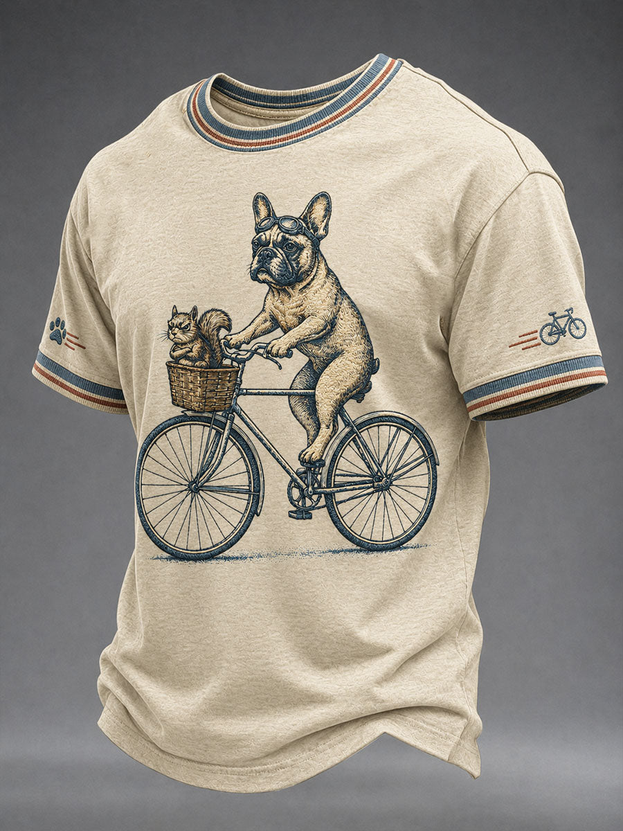 T-shirt pour homme Bulldog à motif de vélo
