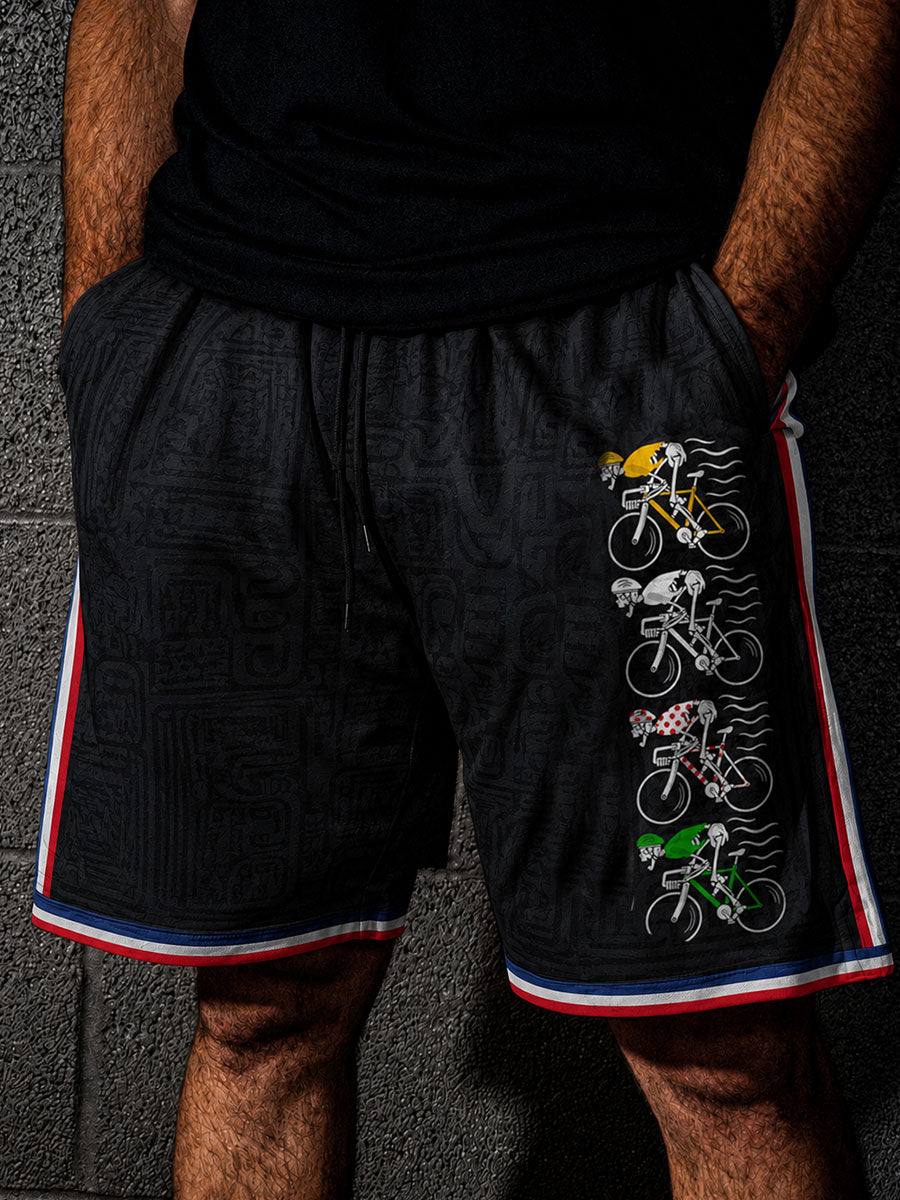 Shorts de vélo pour homme, modèle skeleton, avec cordon de serrage
