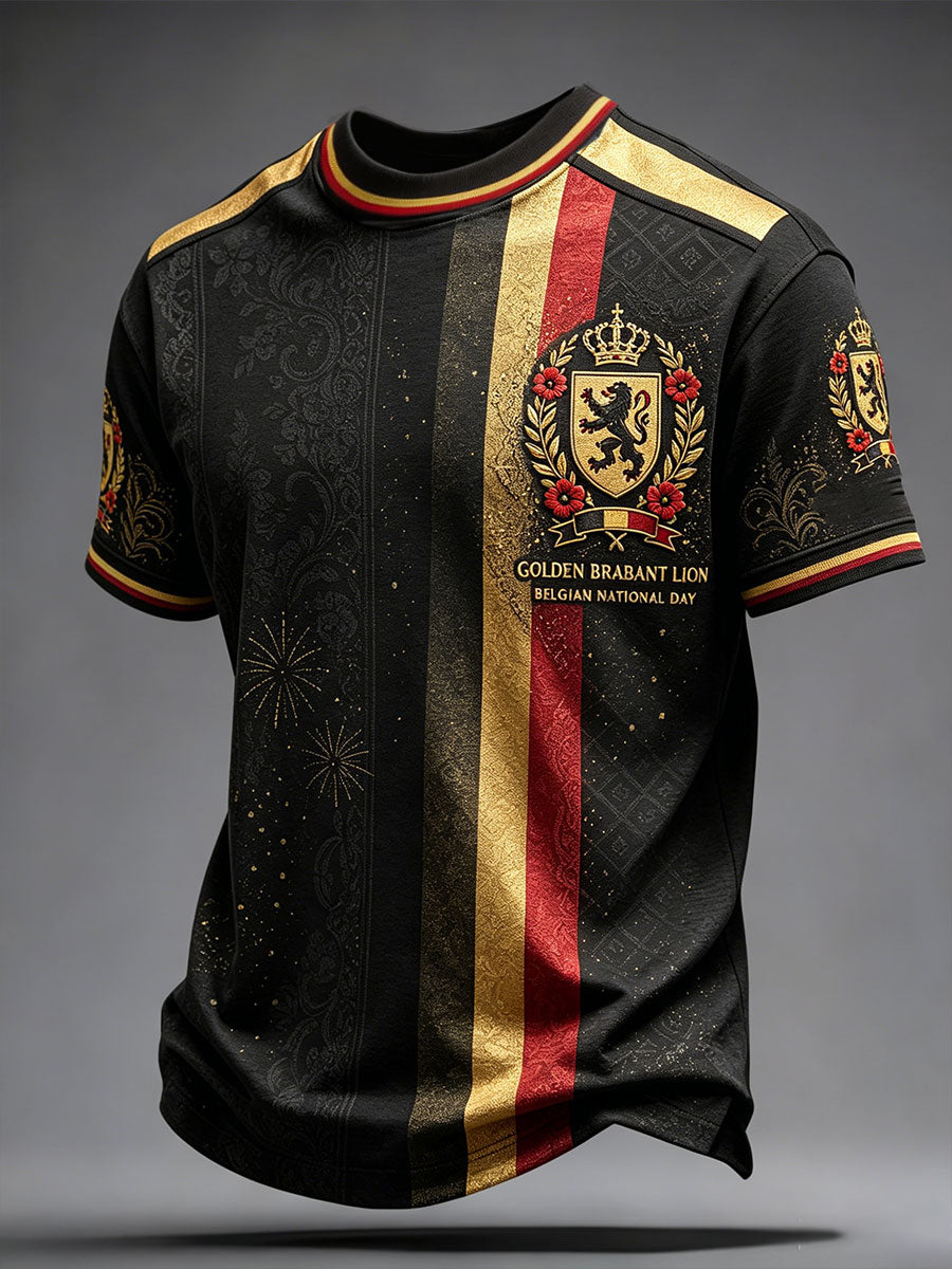 T-shirt imprimé pour la fête nationale belge du 21 juillet, modèle homme