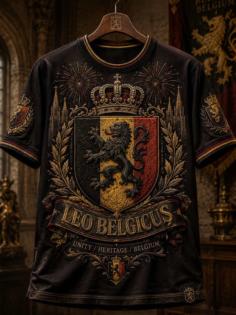 T-shirt imprimé pour la fête nationale belge du 21 juillet, modèle homme