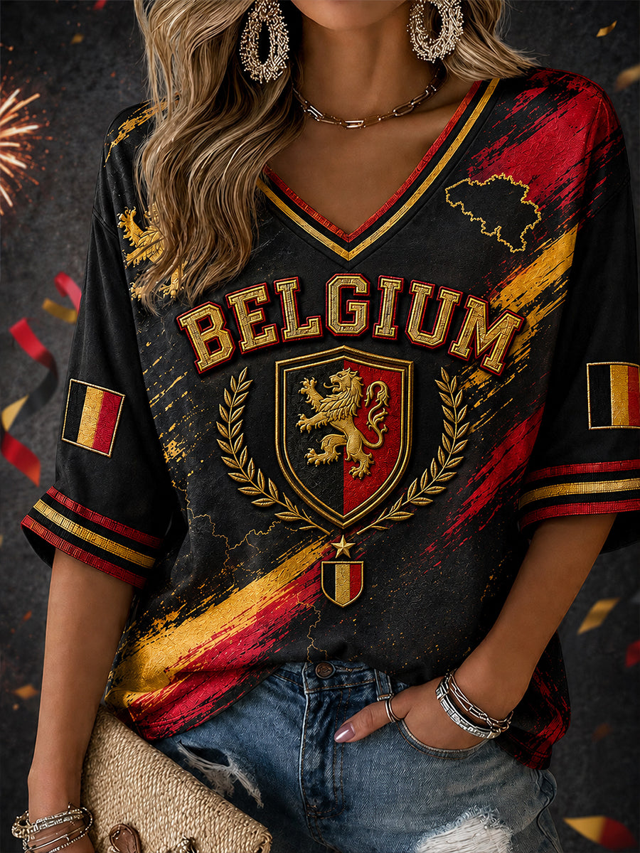 Affiche artistique rétro de célébration de la Fête nationale belge, haut décontracté