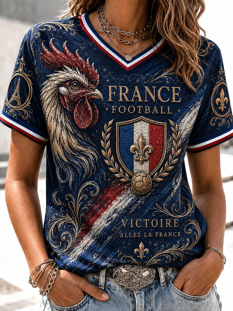 T-shirt pour femmes à imprimé fan de football français