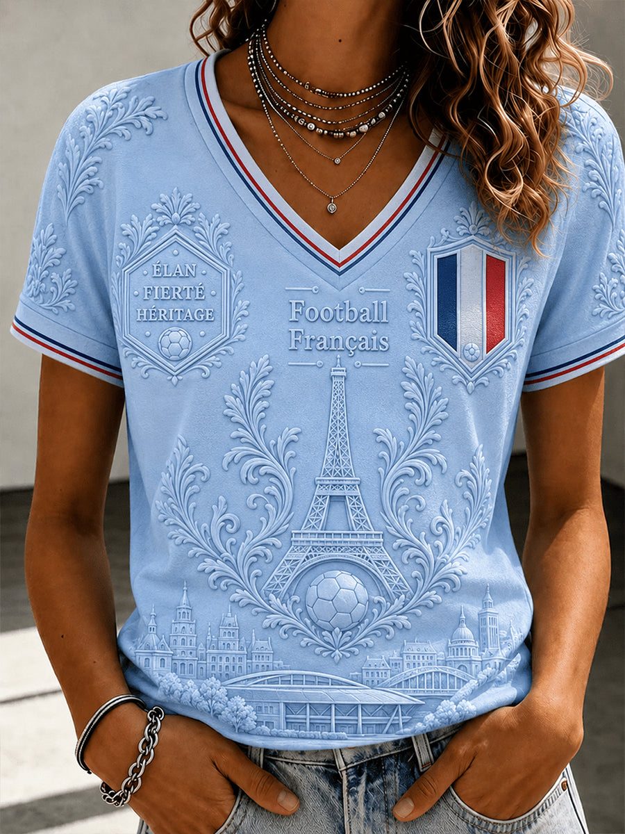 T-shirt pour femmes à imprimé fan de football français