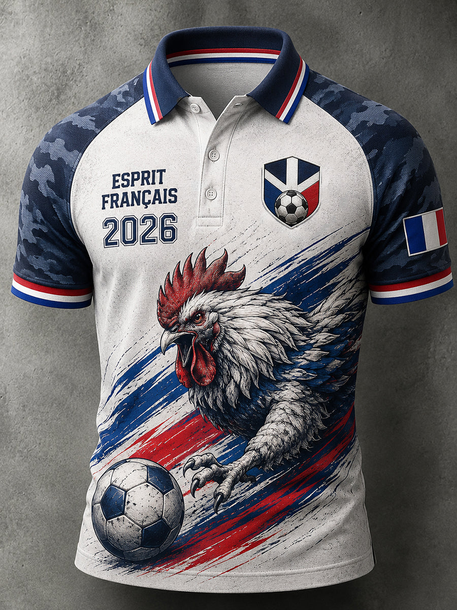 Chemise à imprimé pour fans de football français, modèle homme