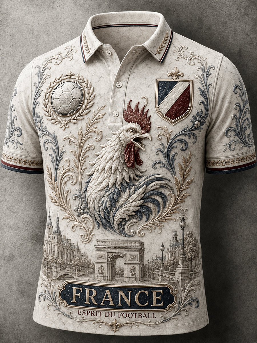 Chemise à imprimé pour fans de football français, modèle homme