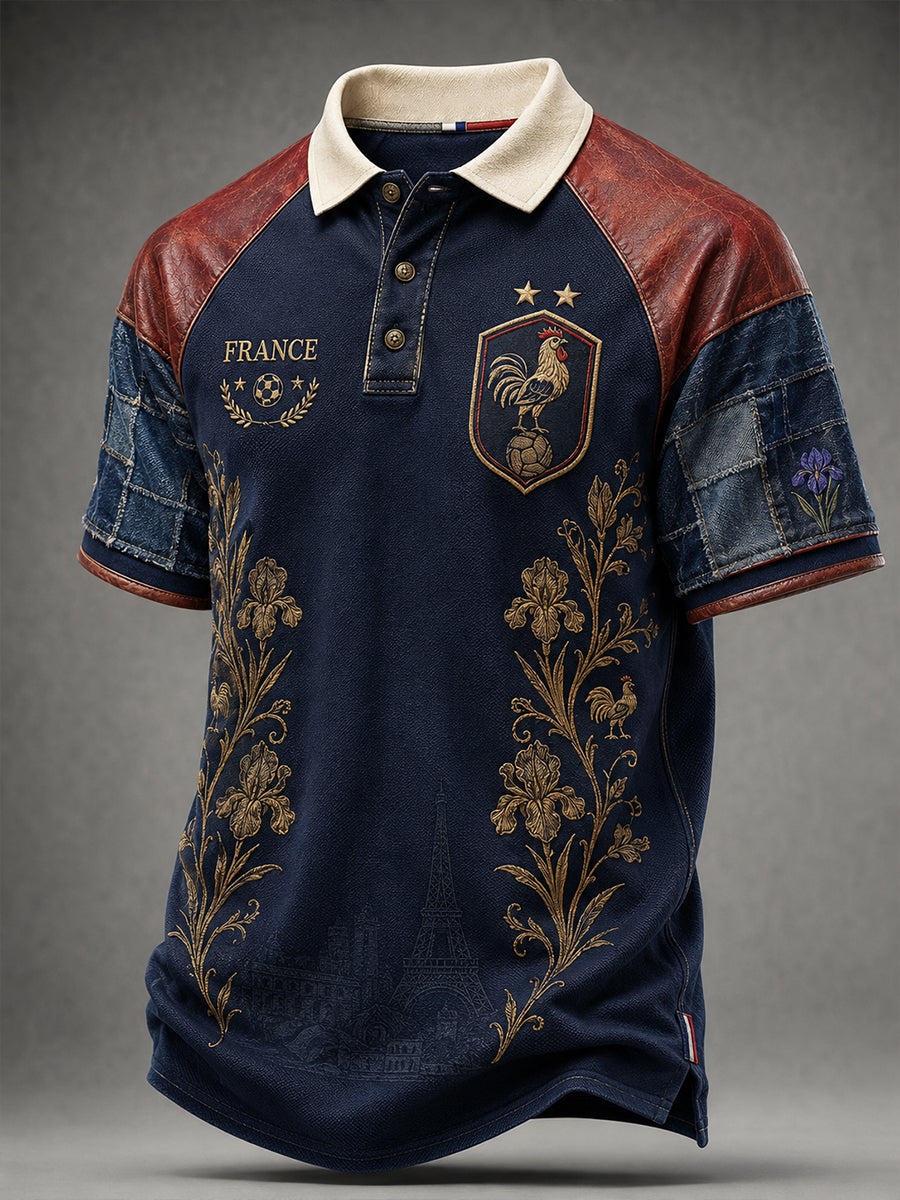 Polo imprimé artistique France Football pour homme