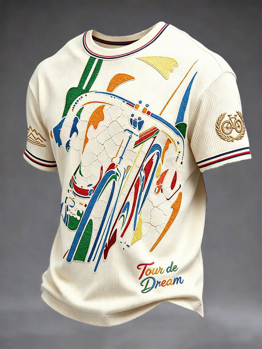 T-shirt décontracté pour homme à imprimé graffiti cycliste français