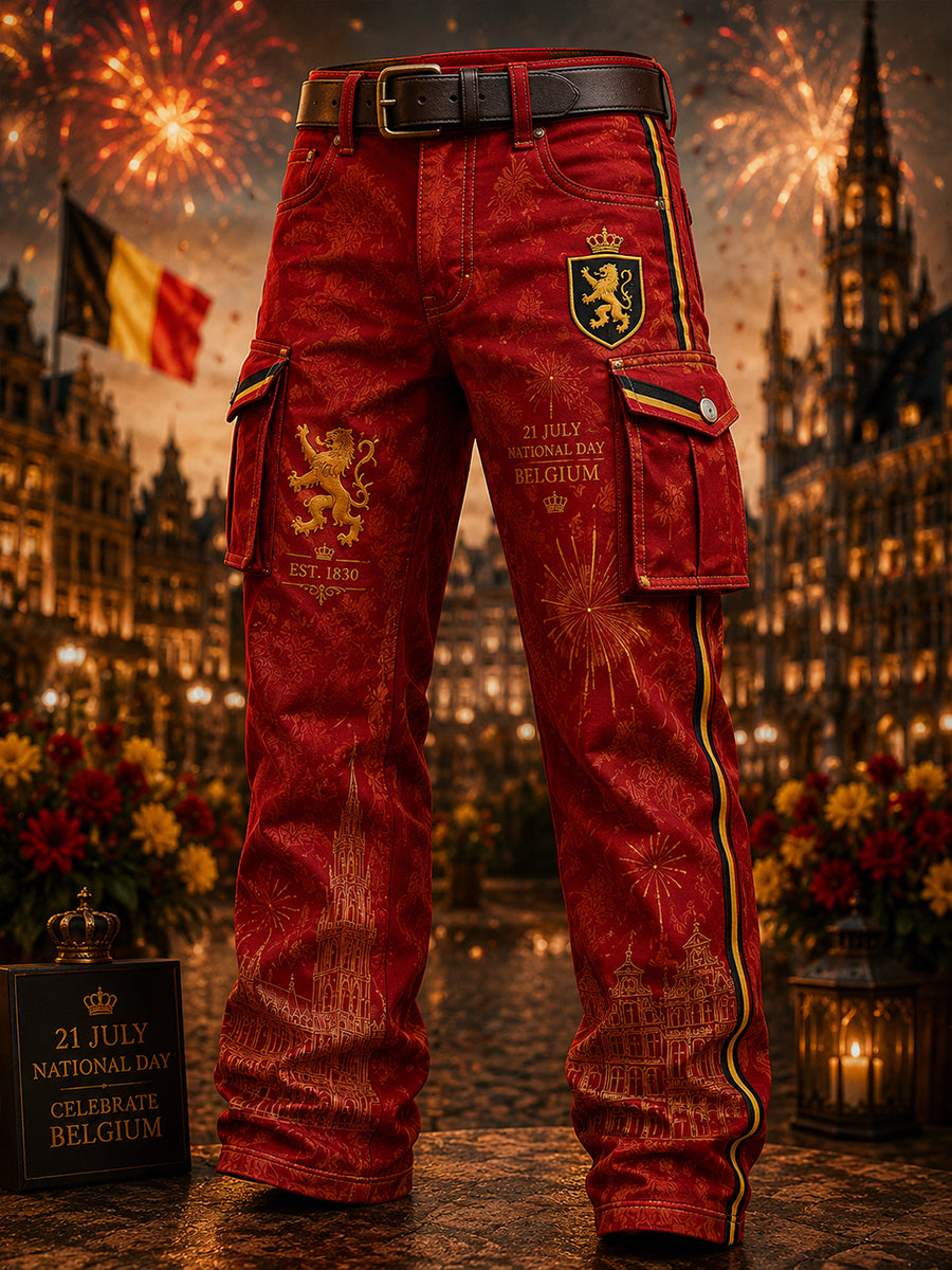 Pantalon cargo imprimé sur le thème de la fête nationale des hommes
