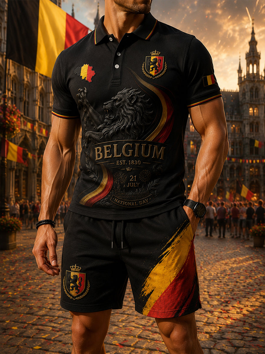 Polo à manches courtes sur le thème de la fête nationale des hommes