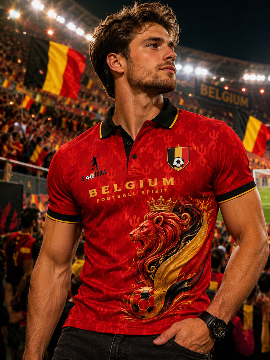 Polo à manches courtes pour homme avec imprimé footballistique