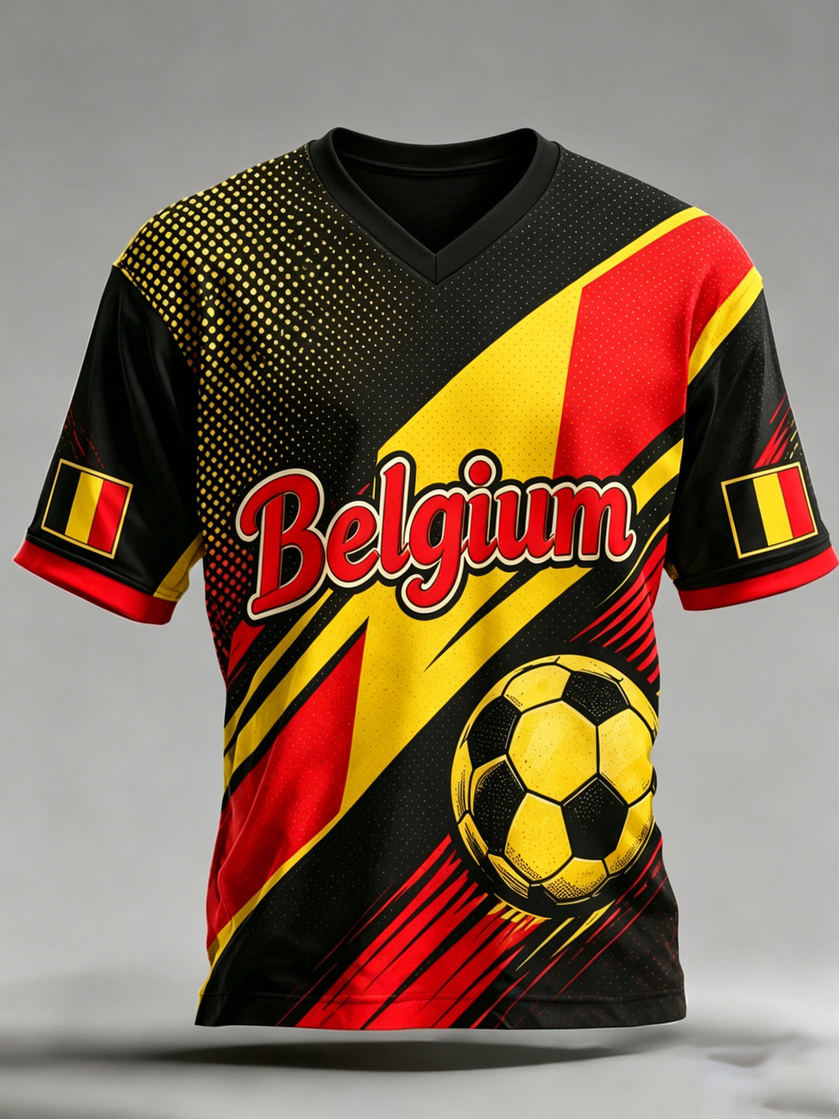 T-shirt imprimé artistique pour les supporters, thème football belge, pour hommes