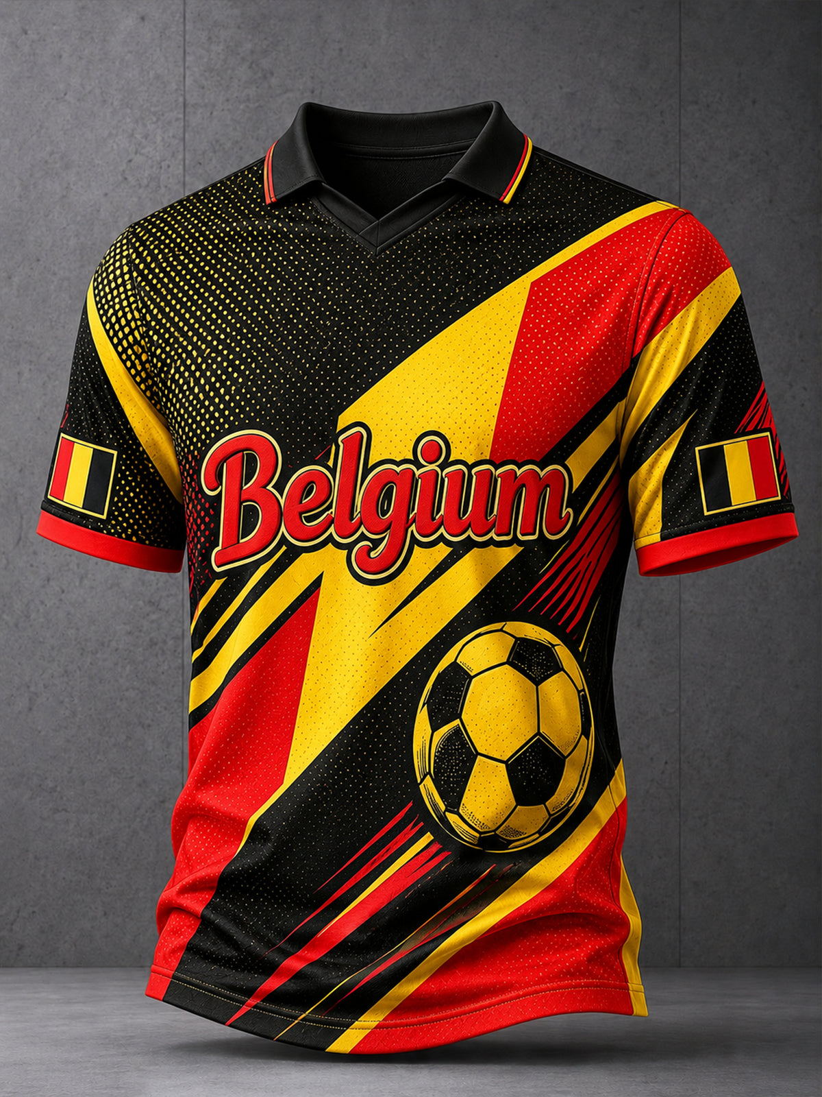 Polo imprimé pour homme à thème footballistique belge