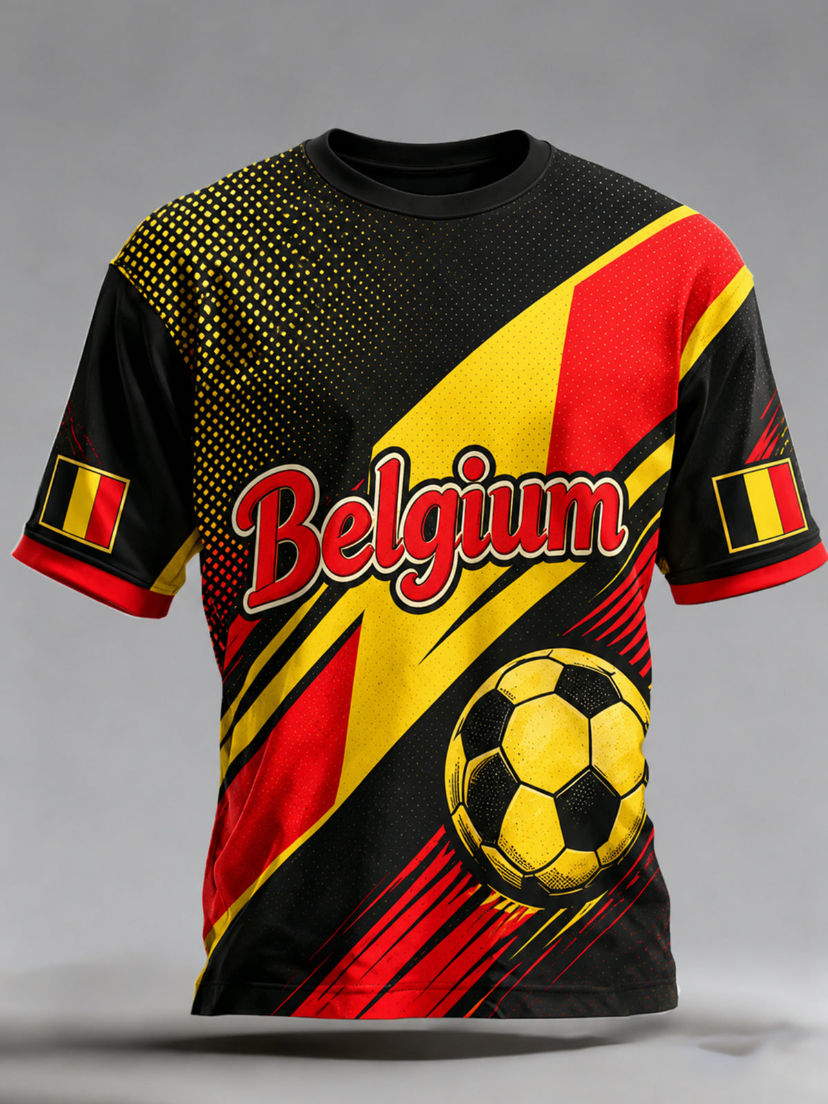 T-shirt imprimé artistique pour les supporters, thème football belge, pour hommes