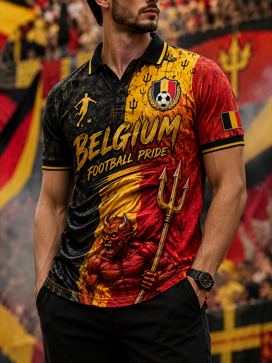Polo à manches courtes pour homme avec imprimé footballistique