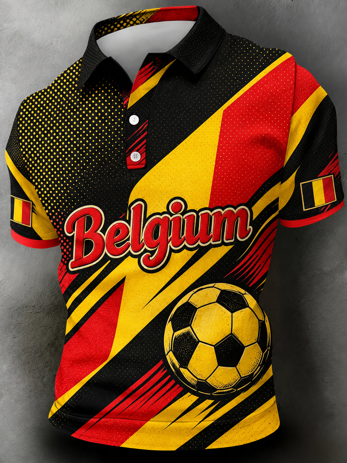 Polo imprimé pour homme à thème footballistique belge