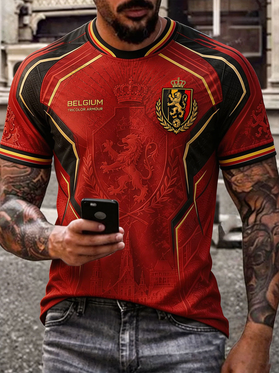 T-shirt imprimé pour hommes, fierté des amateurs de football belge