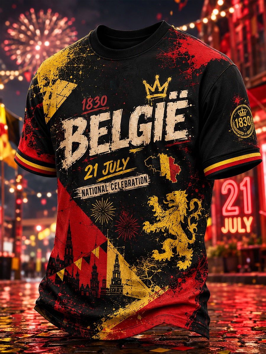 T-shirt imprimé à manches courtes pour la célébration de la Journée nationale des hommes