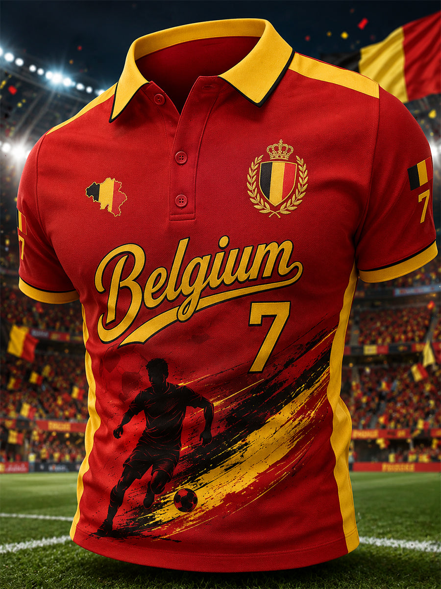Polo à manches courtes pour homme avec imprimé footballistique