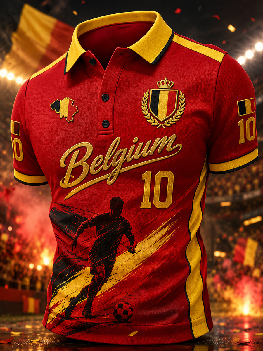 Polo à manches courtes pour homme avec imprimé footballistique