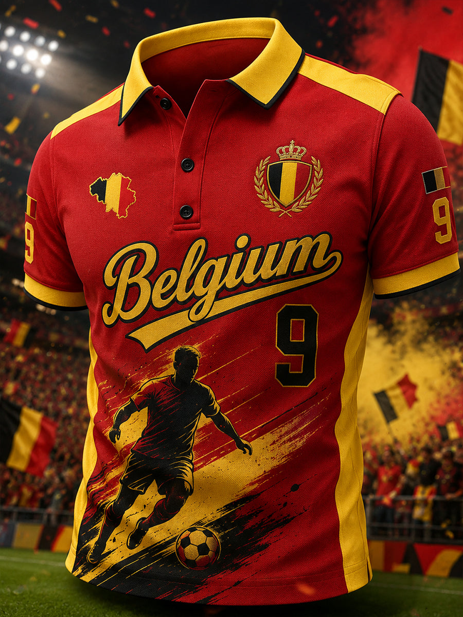 Polo à manches courtes pour homme avec imprimé footballistique