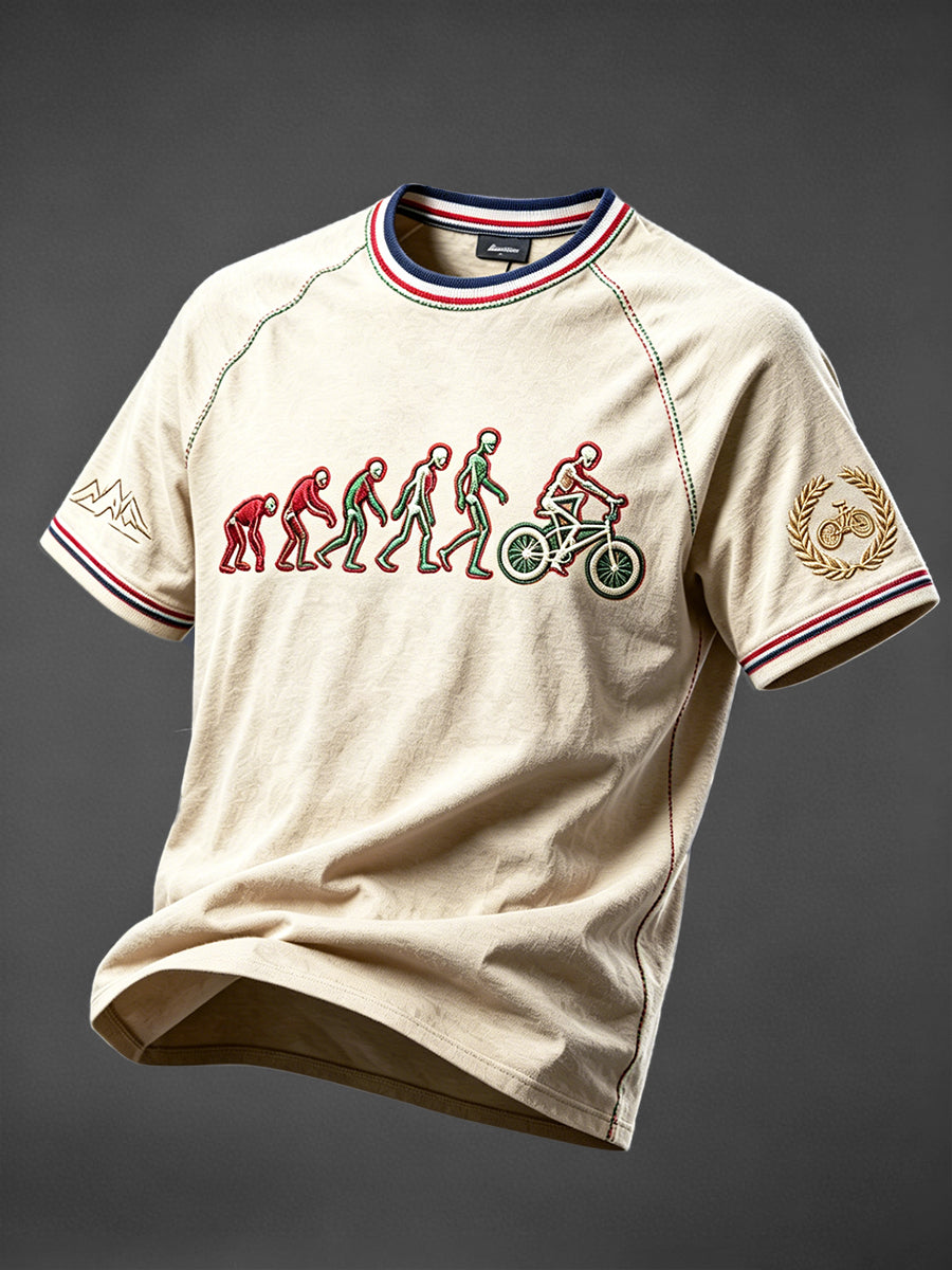 T-shirt décontracté vintage pour homme, imprimé cyclisme français, épaules tombantes