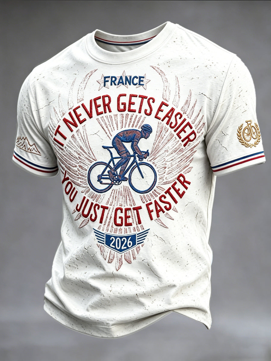 T-shirt décontracté blanc pour homme, imprimé Tour de France français