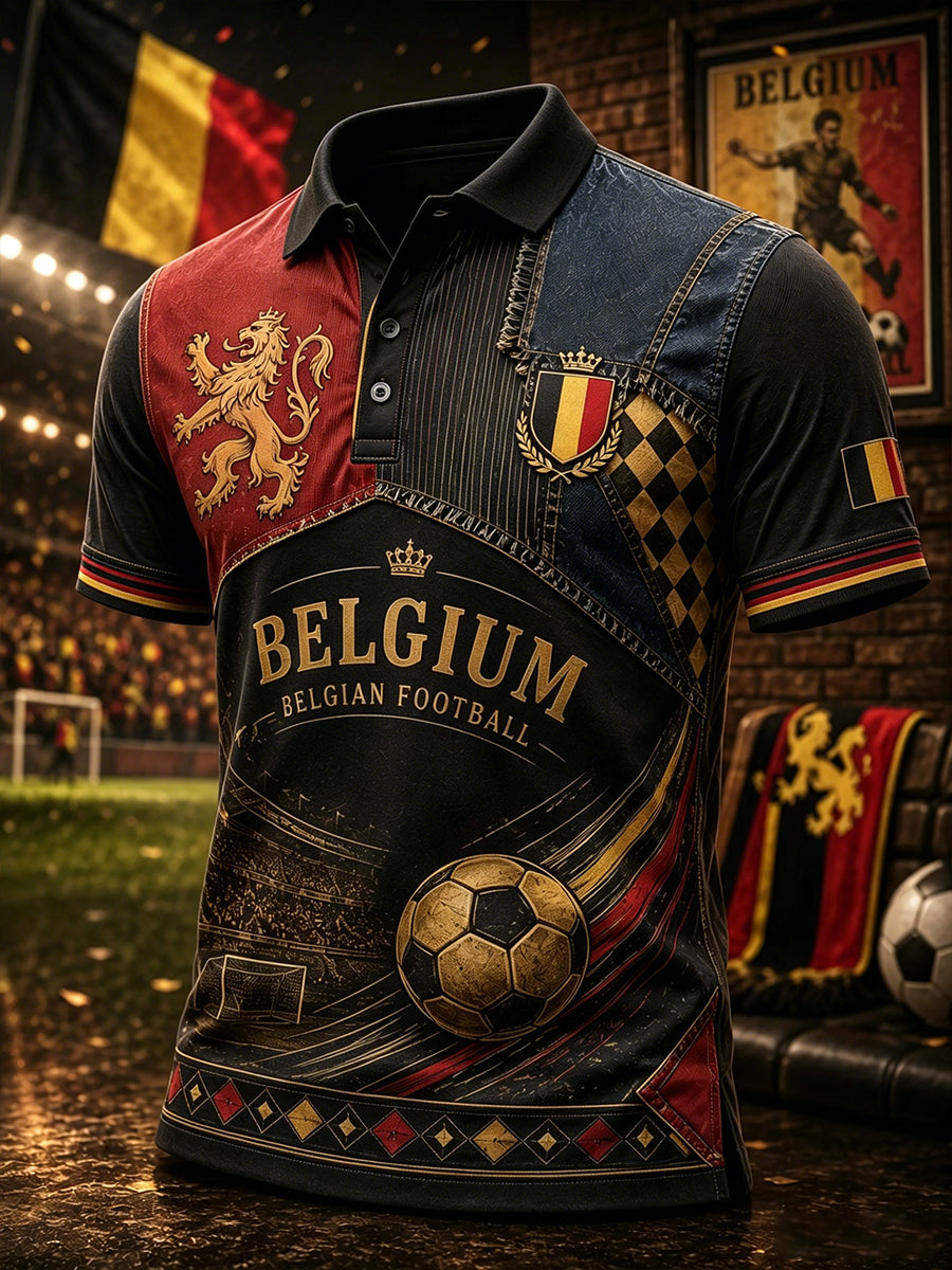 Polo à manches courtes pour homme avec imprimé footballistique