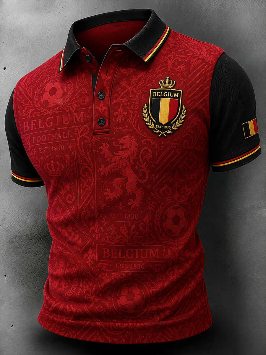 Polo à manches courtes pour homme avec imprimé footballistique
