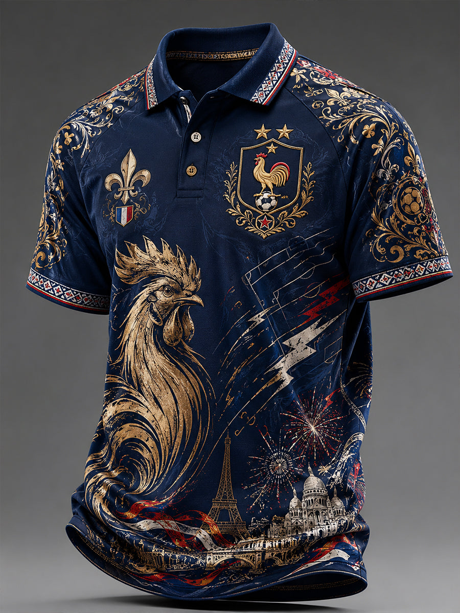 Polo imprimé artistique France Football pour homme