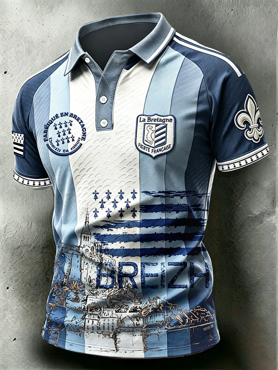 Polo Homme À Rayures Bretonnes Vintage