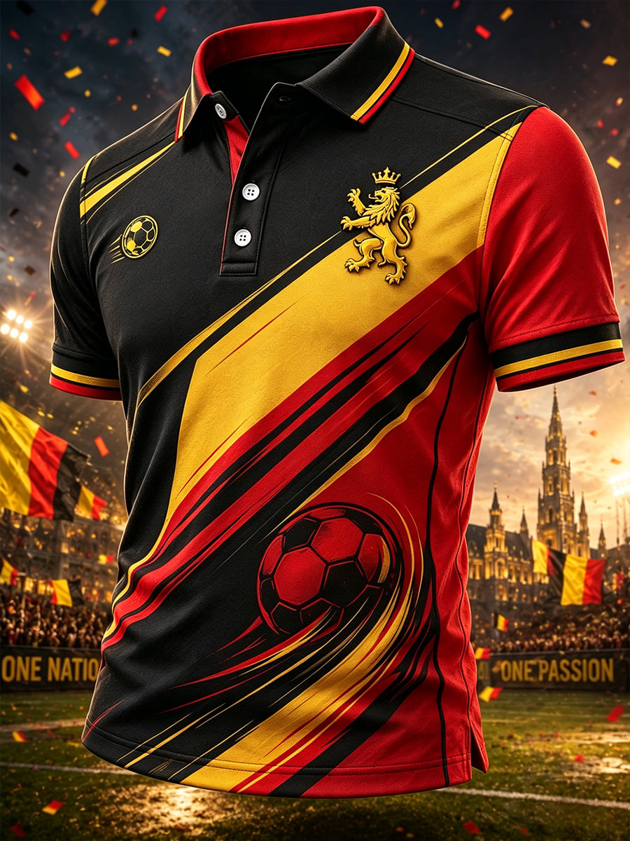 Polo à manches courtes pour homme avec imprimé footballistique